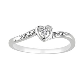 Stella Grace Sterling Silver Diamond Accent Heart Ring