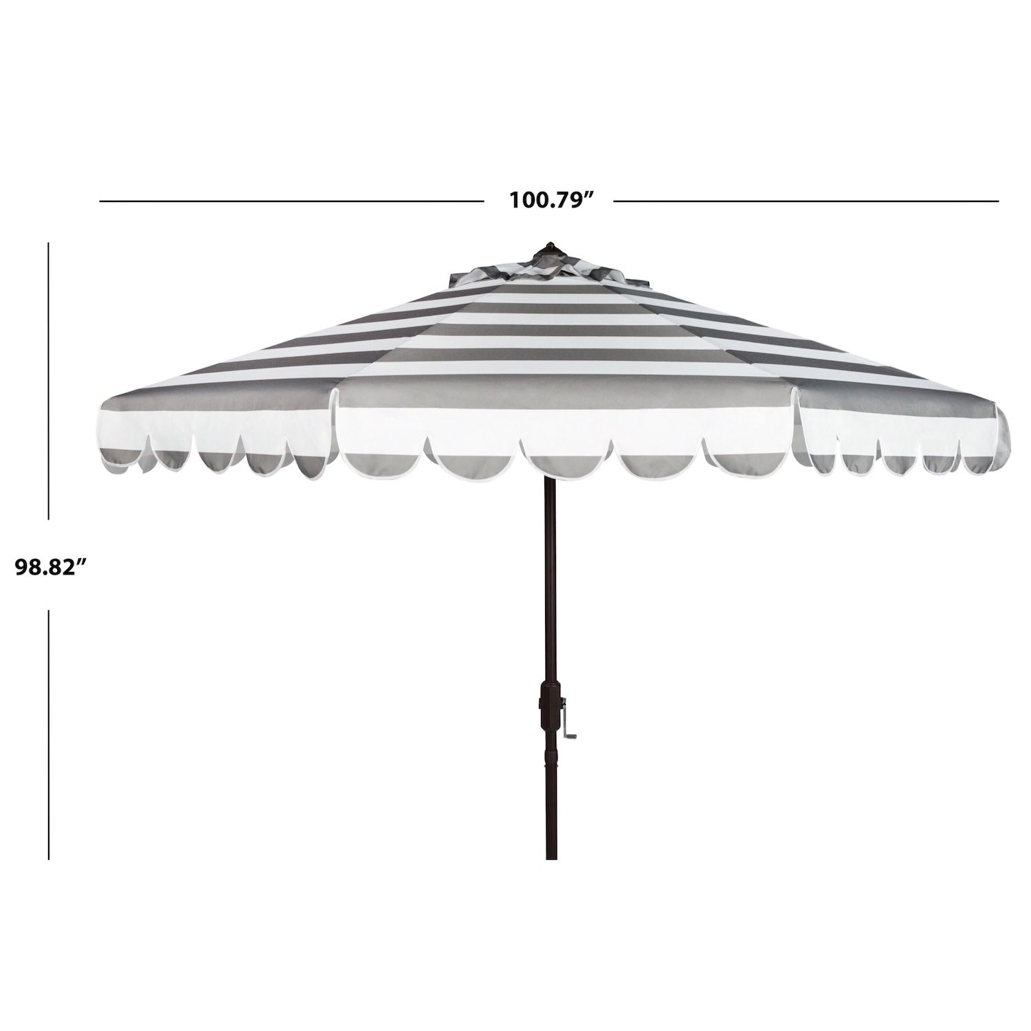 black and white striped patio umbrellas 6.5 ft Italian open lift system St. Tropez Striped Umbrella