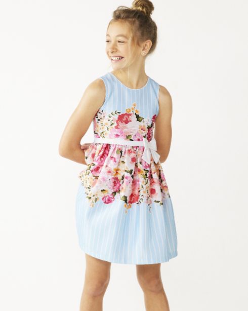 New Long Sleeveless Printed A-Line Girls Dress Spring Summer Party Kids Clothes 