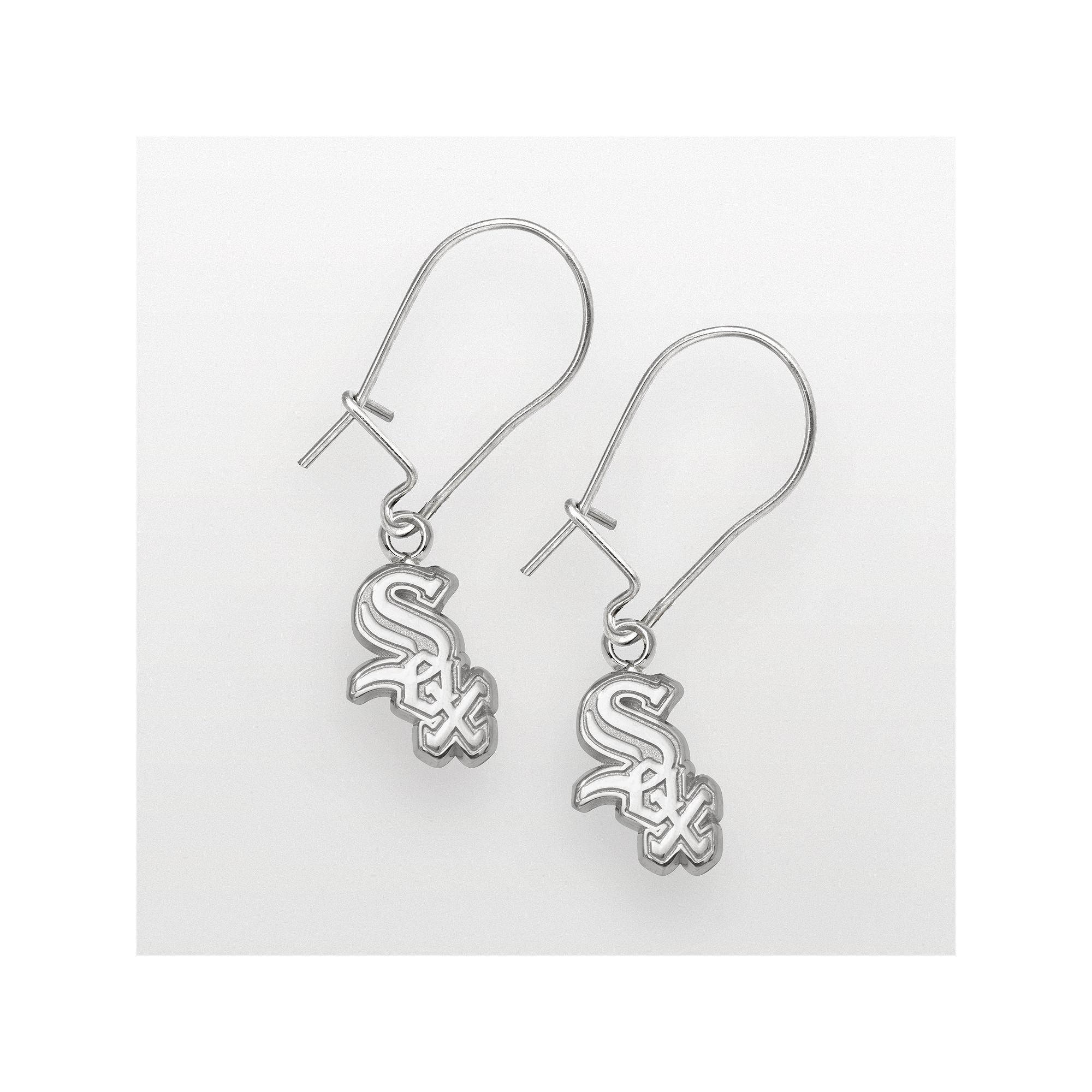 LogoArt Chicago White Sox Sterling Silver Logo Drop Earrings, Womens
