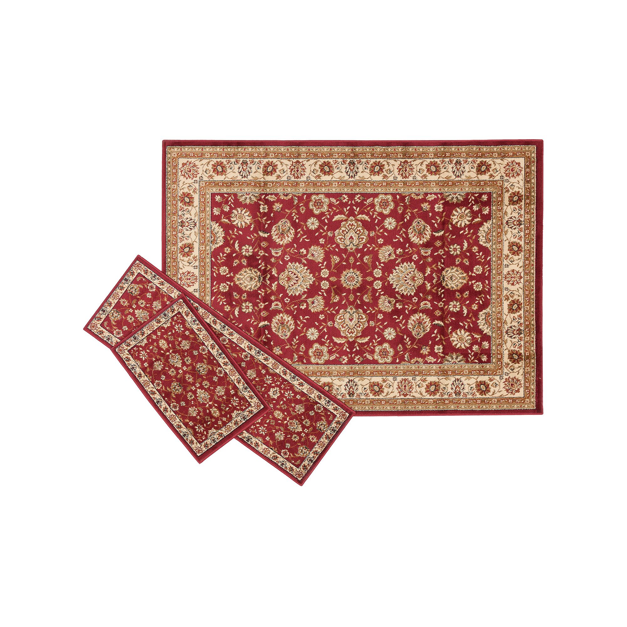 KHL Rugs Traditional Floral 3-pc. Rug Set - 5 x 7, Red