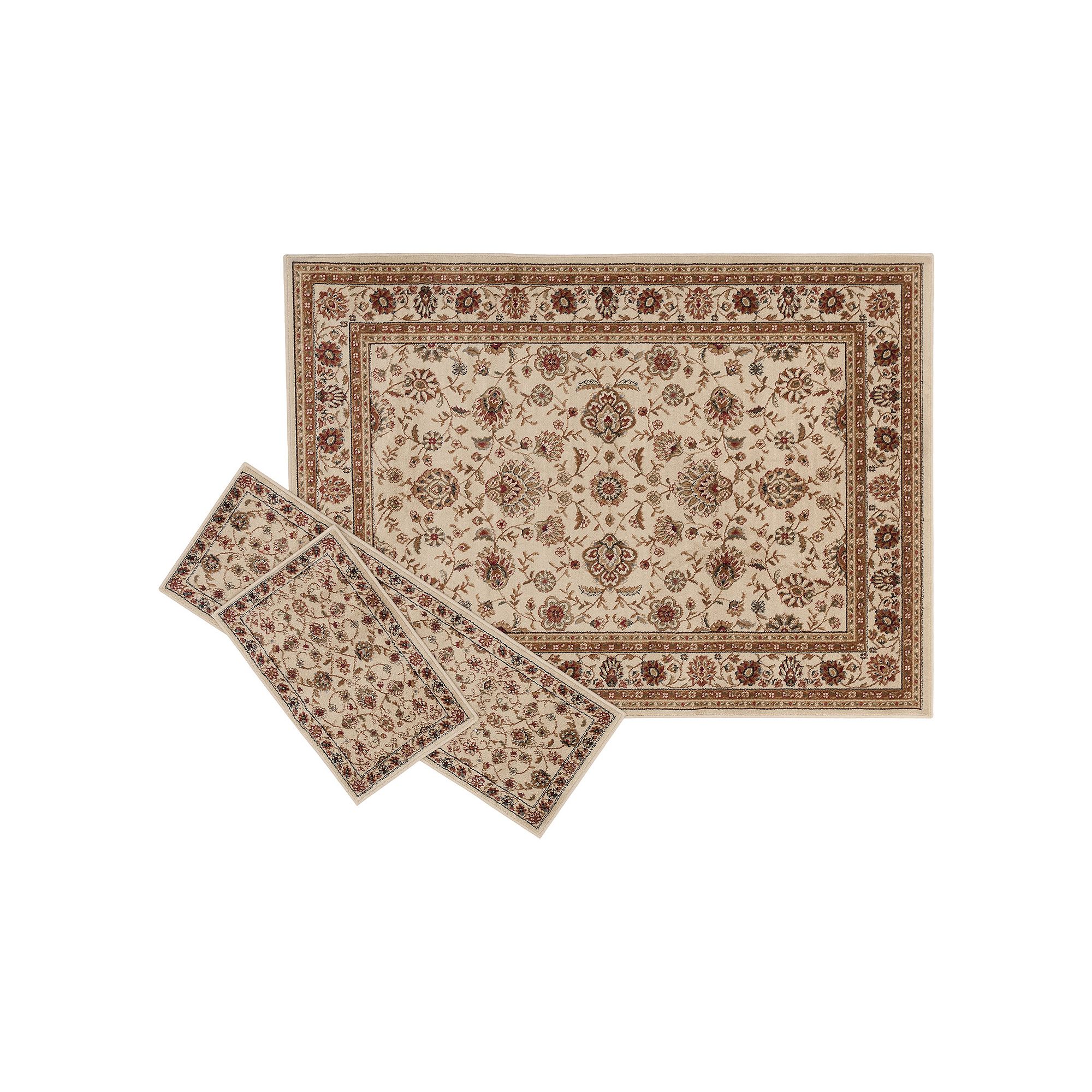 KHL Rugs Traditional Ivory Floral 3-pc. Rug Set