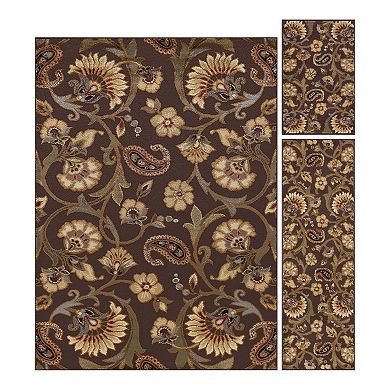KHL Rugs Transitional Floral Paisley 3-pc. Rug Set