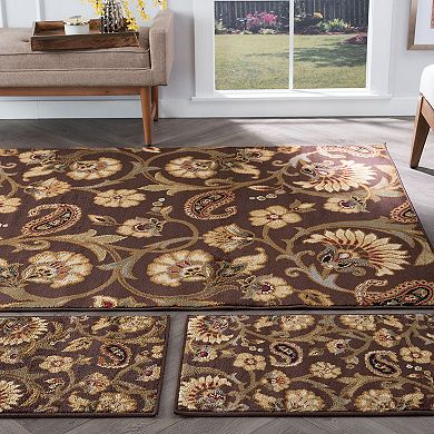 KHL Rugs Transitional Floral Paisley 3-pc. Rug Set