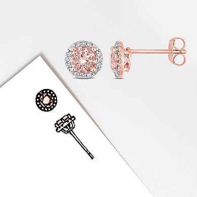 Stella Grace 10k Rose Gold Morganite and Diamond Accent Stud Earrings