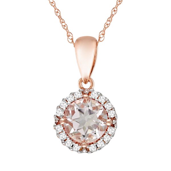 Stella Grace 10k Rose Gold Morganite and Diamond Accent Pendant