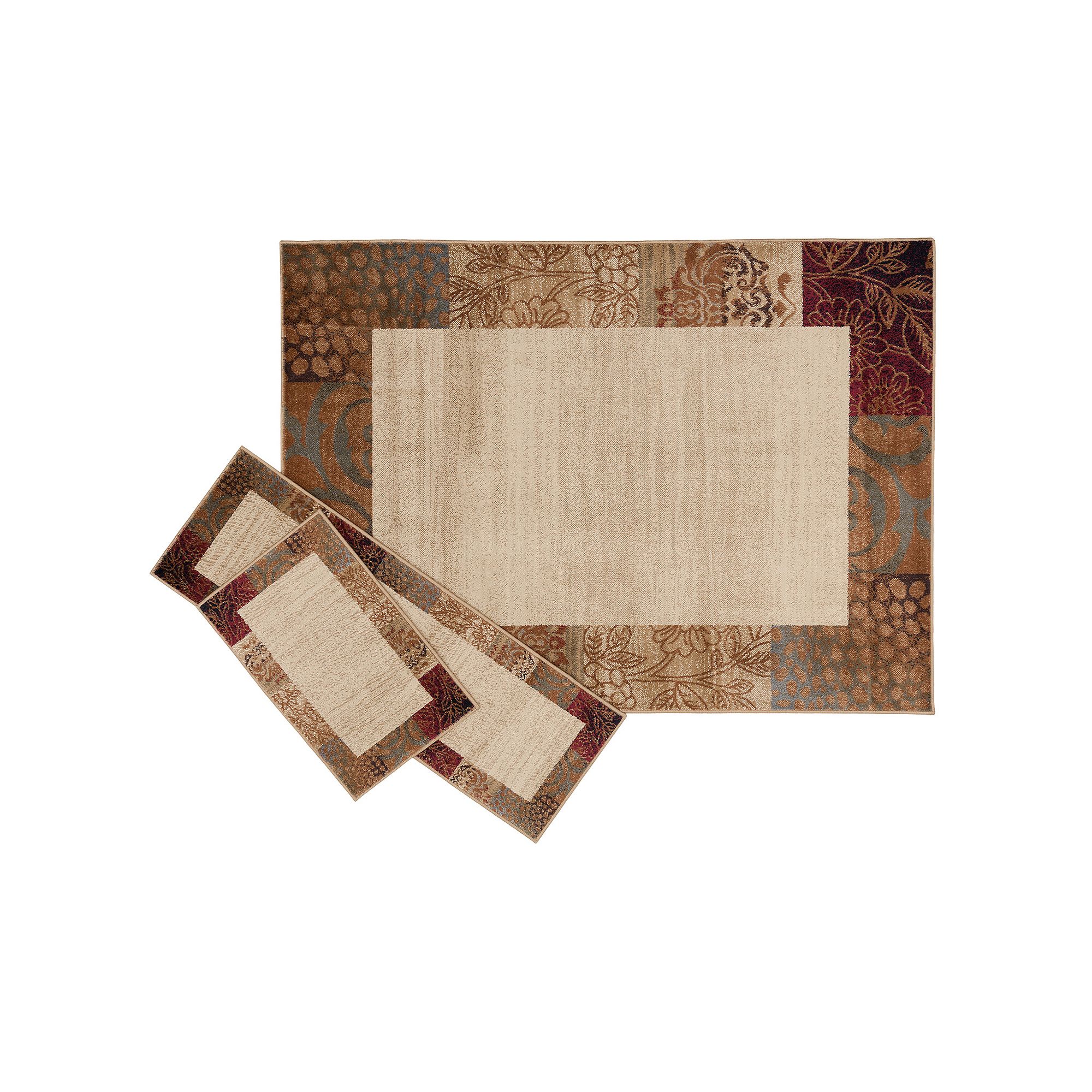 KHL Rugs Transitional Floral 3-pc. Rug Set, Ivory