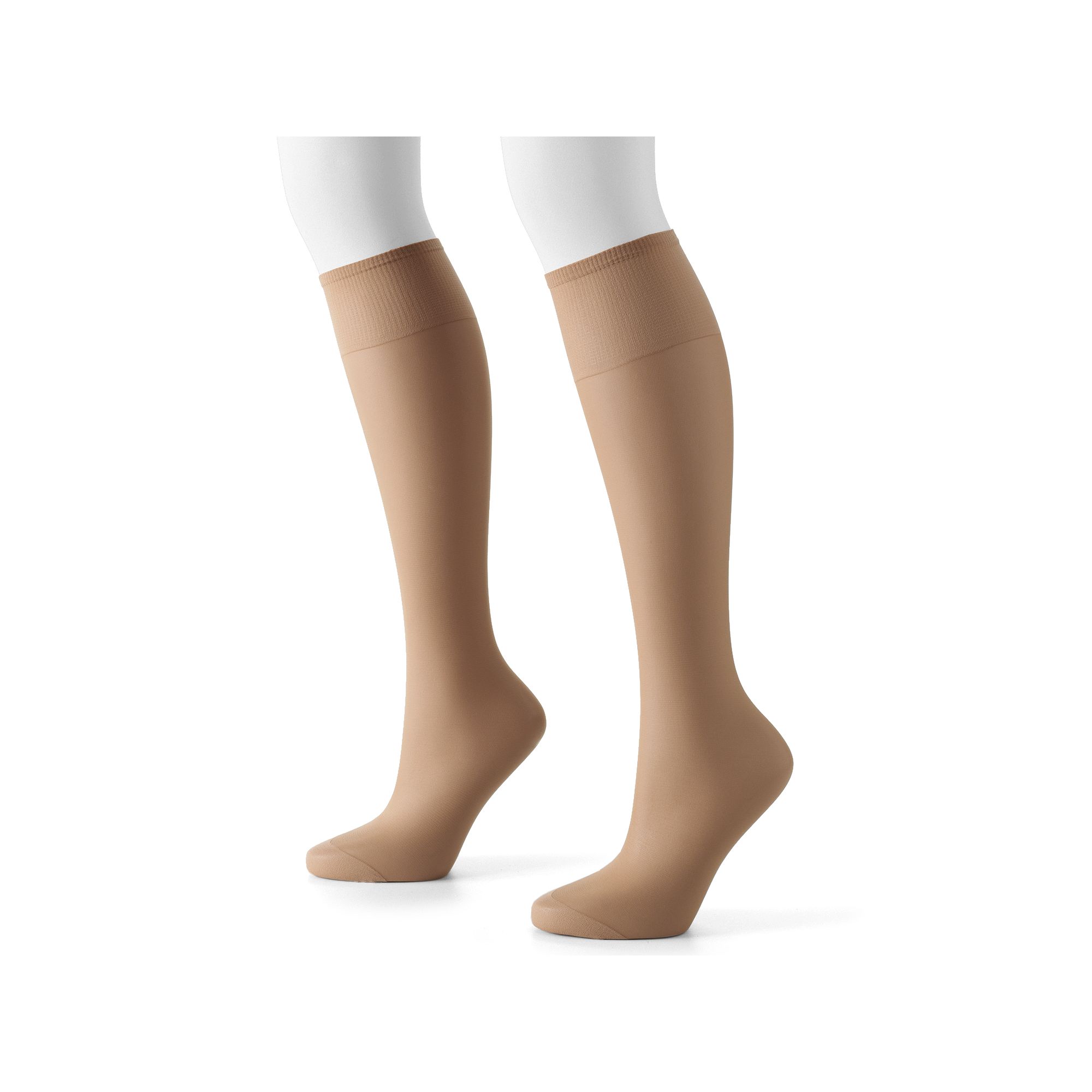 Hanes® 2-pk. Silk Reflections Silky Sheer Knee-High Pantyhose, Womens, Nu