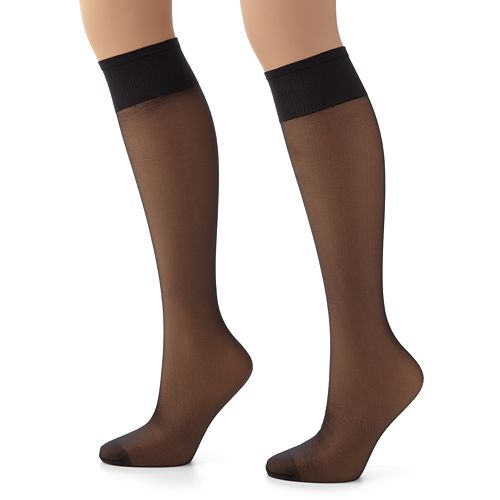 Hanes Plus 2pk. Silk Reflections Silky Sheer KneeHigh Pantyhose