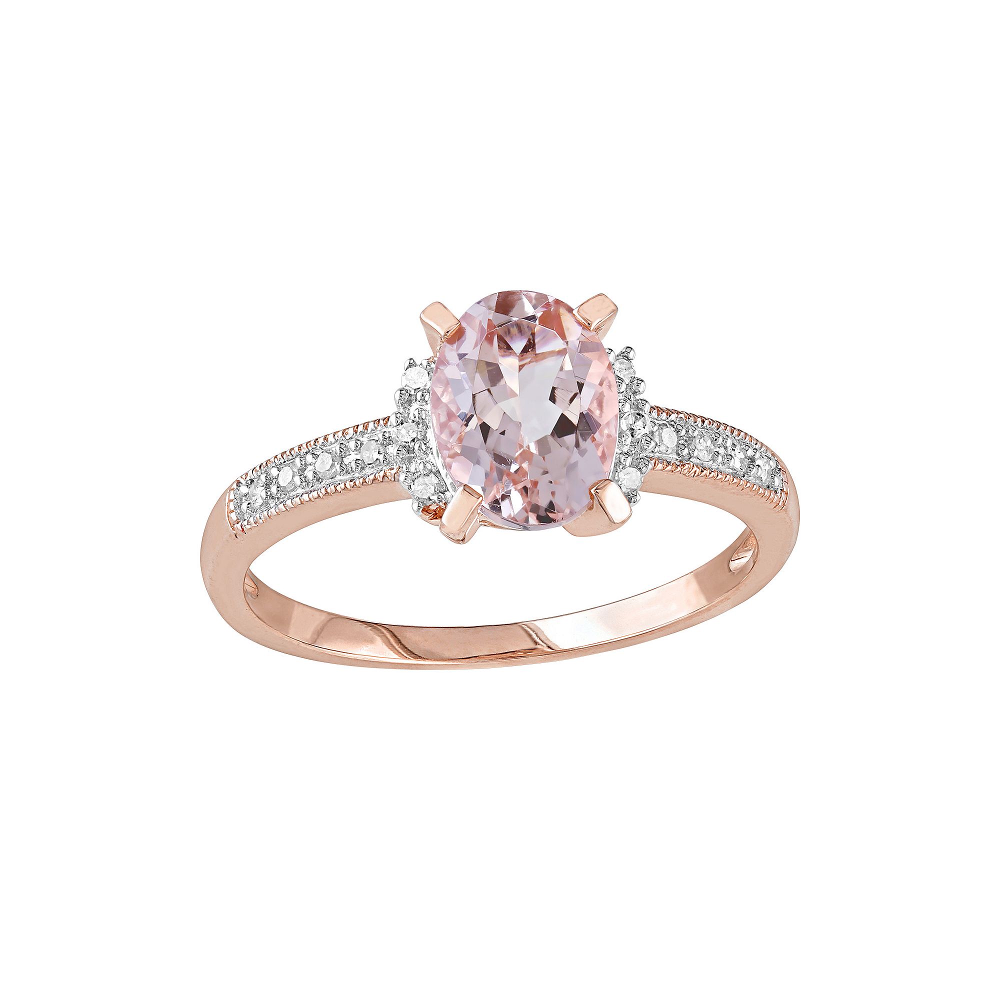 14k Rose Gold Over Sterling Silver 1/7-ct. T.W. Diamond & Morganite Ring, W