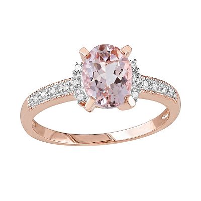 14k Rose Gold Over Sterling Silver 1 7 ct. T.W. Diamond Morganite Ring
