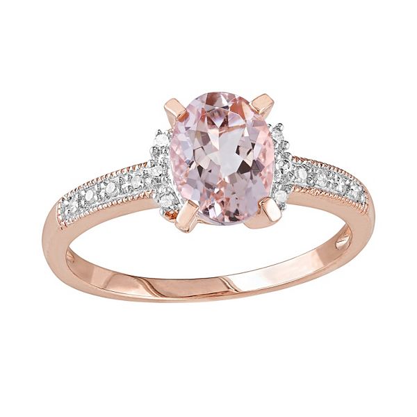 14k Rose Gold Over Sterling Silver 1/7-ct. T.W. Diamond & Morganite Ring