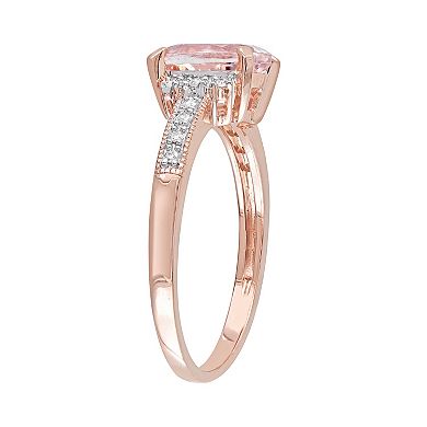 14k Rose Gold Over Sterling Silver 1/7-ct. T.W. Diamond & Morganite Ring