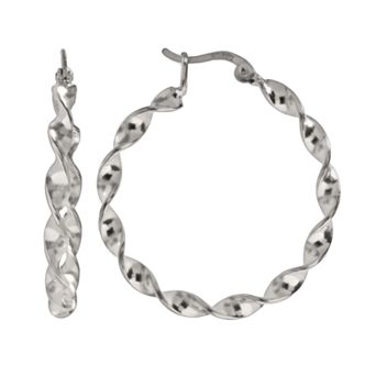 Silver Plated Twist Hoop Earrings