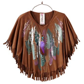 Knitworks Feather Fringe Circle Top - Girls 7-16