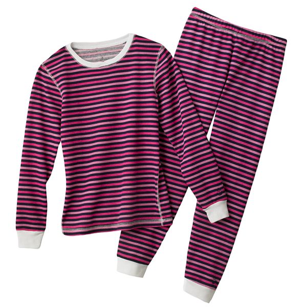 Cuddl Duds Striped Thermal Long Underwear Set Girls