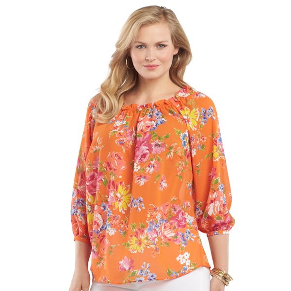 Size Chaps Printed Georgette Blouse