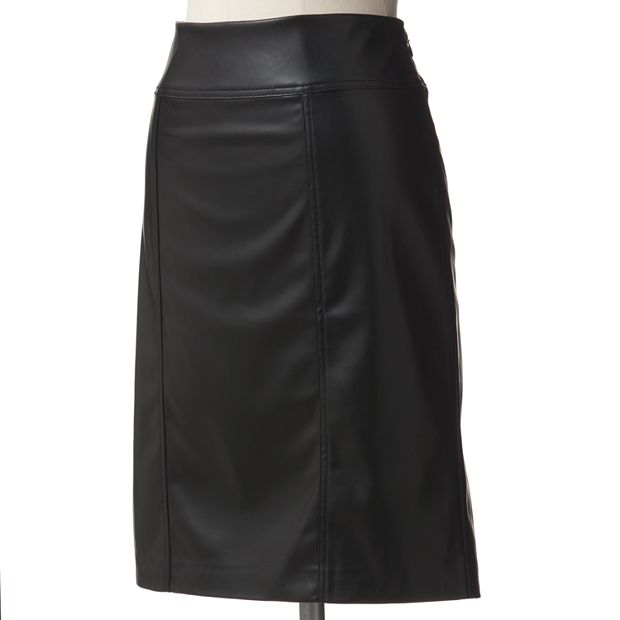 Black leather skirt on sale kohls