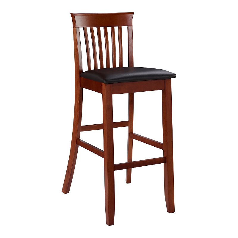 30" Torino Craftsman Padded Seat Barstool Hardwood/Dark Cherry - Linon: Rubberwood, 31" High