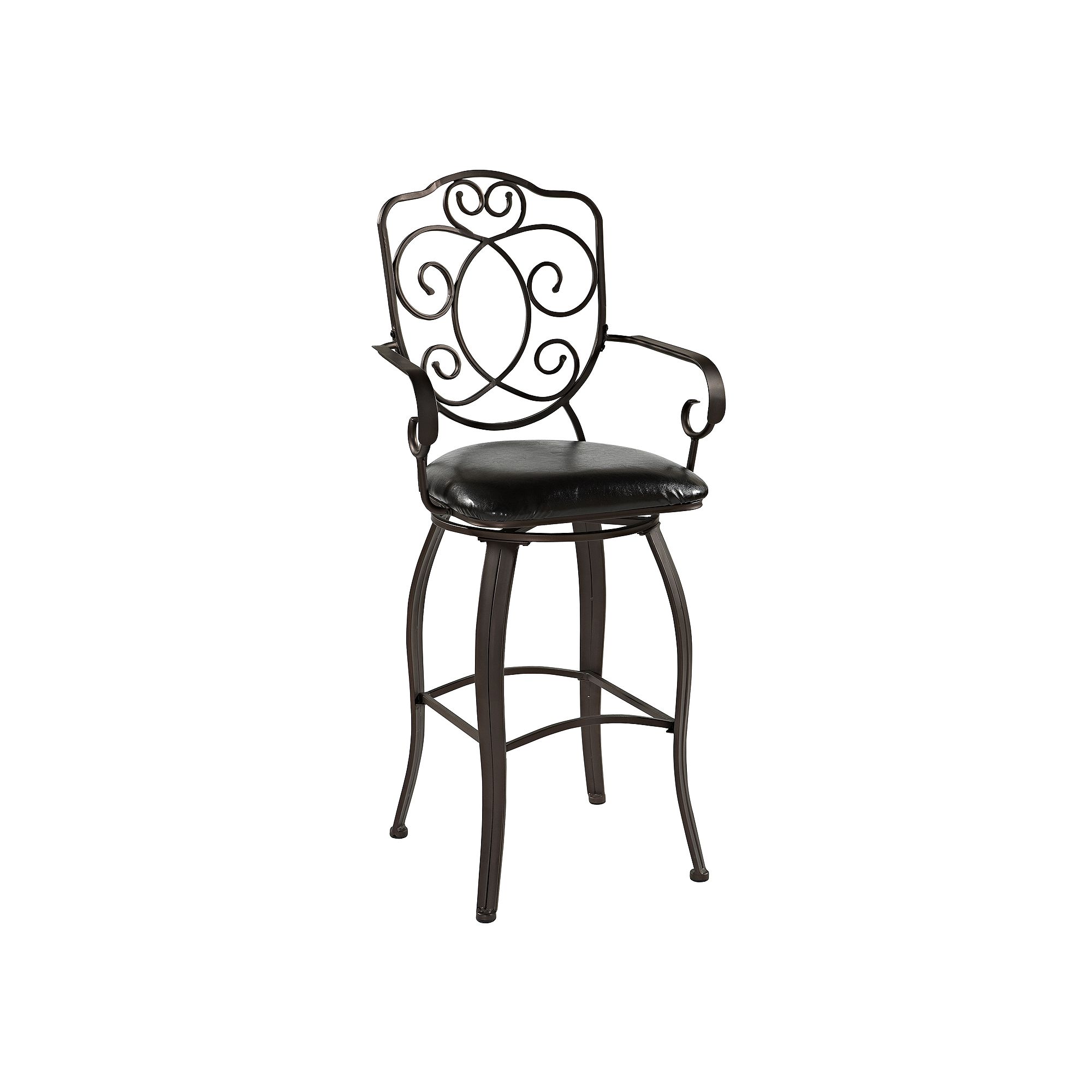 Linon Crested-Back Swivel Bar Stool, Dark Brown