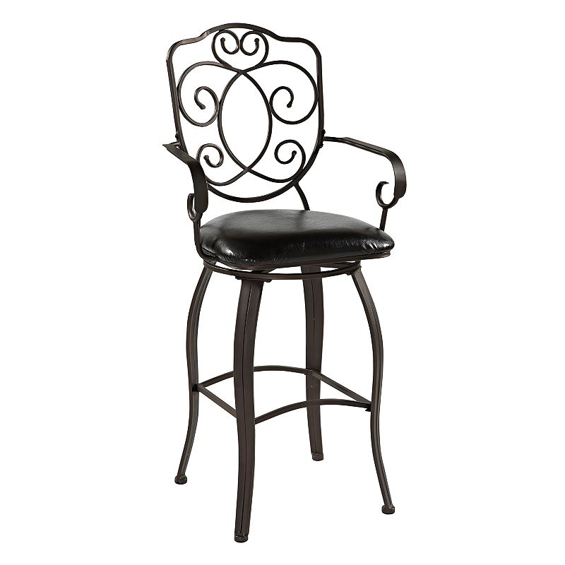 Linon Crested-Back Bar Stool, Brown, Furniture