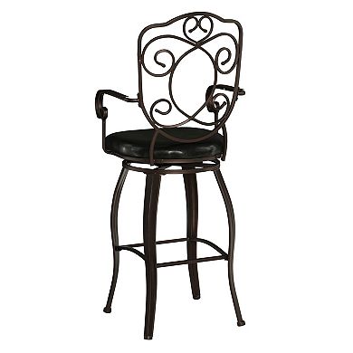Linon Crested-Back Swivel Bar Stool