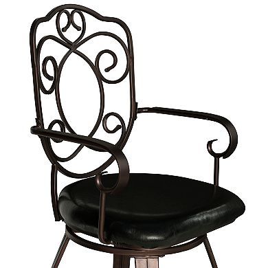Linon Crested-Back Swivel Bar Stool