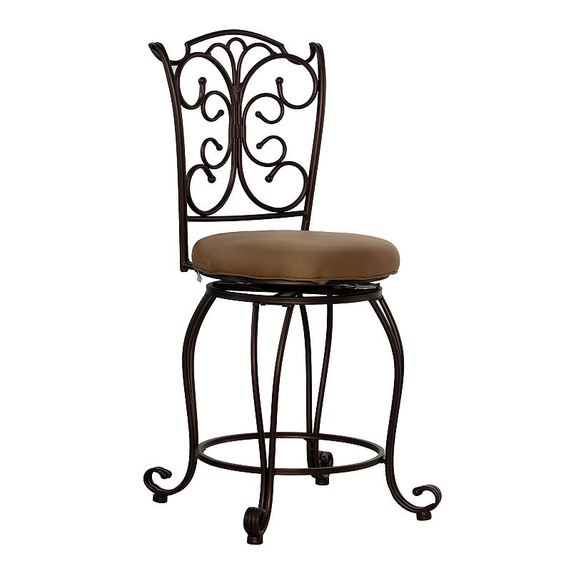 Linon Gathered-Back Counter Stool, Brown, Furniture
