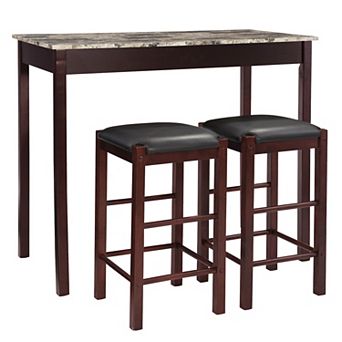 Linon 3 pc Faux Stone Top Tavern Counter Set