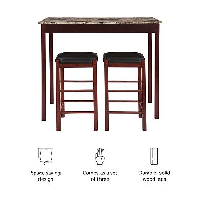 Linon 3-pc. Faux Stone Top Tavern Counter Set