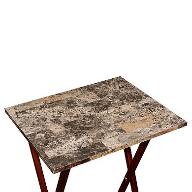 Linon 5-Piece Tray Table Set with Stand