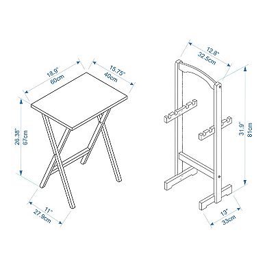 Linon 5-Piece Tray Table Set with Stand