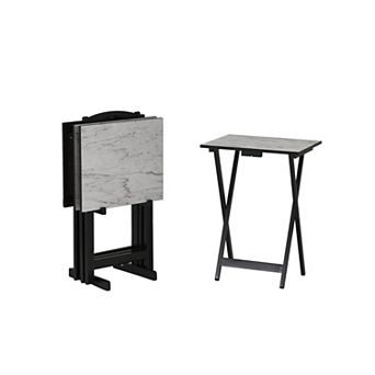 Linon 5 pc Tray Table Set with Stand