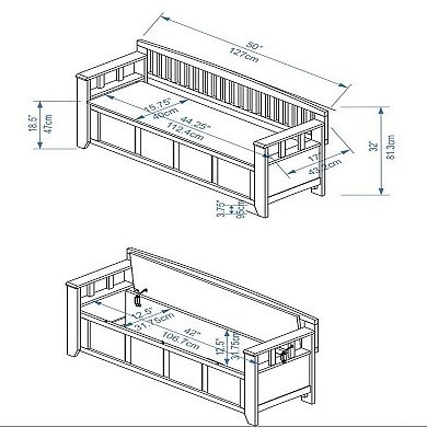 Linon Slatted Storage Bench