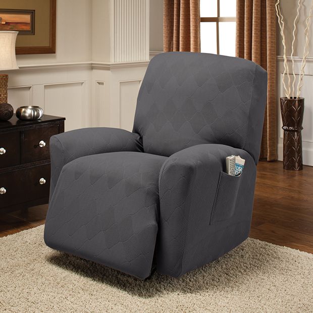 One piece stretch recliner chair furniture slipcovers online with remote pocket fit most recliner chairs