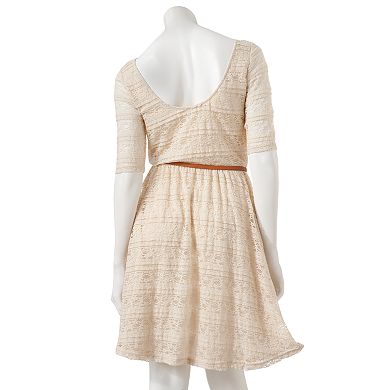 Juniors' Rewind Lace Fit & Flare Dress