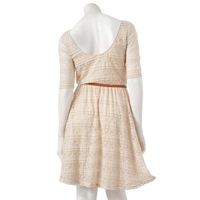 Juniors' Rewind Lace Fit & Flare Dress