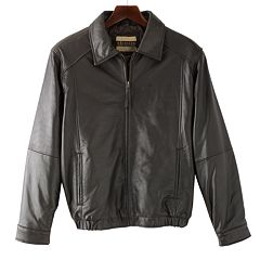 Men's R and O Open-Bottom Leather Bomber Jacket