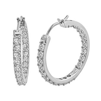 Stella Grace Sterling Silver Lab-Created White Sapphire Hoop Earrings