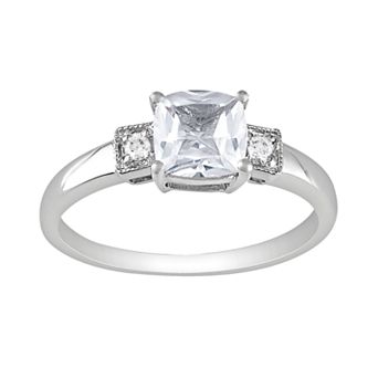 Stella Grace Sterling Silver Lab-Created White Sapphire and Diamond Accent Ring