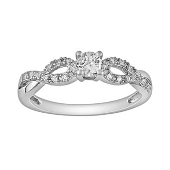 Stella Grace Sterling Silver Lab-Created White Sapphire and Diamond Accent Infinity Ring