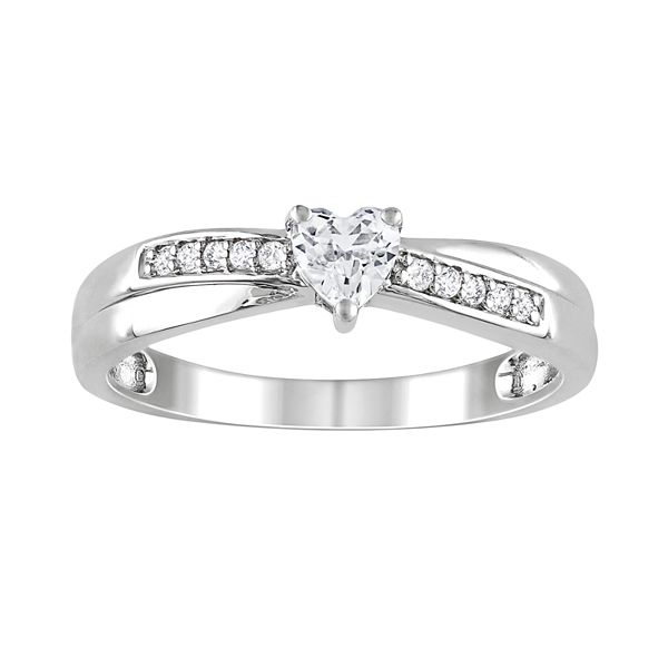 Stella Grace Sterling Silver Lab-Created White Sapphire and Diamond ...