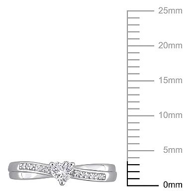 Stella Grace Sterling Silver Lab-Created White Sapphire and Diamond Accent Crisscross Heart Ring