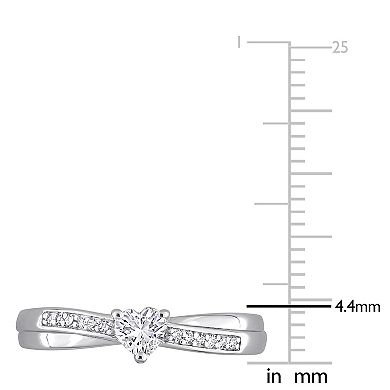 Stella Grace Sterling Silver Lab-Created White Sapphire and Diamond Accent Crisscross Heart Ring