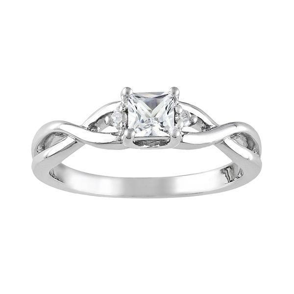 Stella Grace Sterling Silver Lab-Created White Sapphire and Diamond ...
