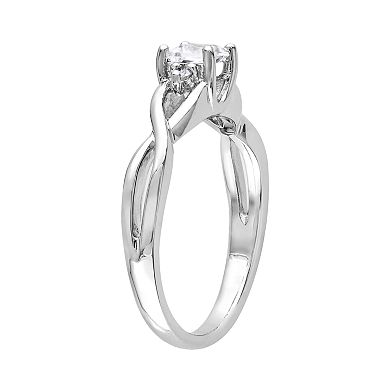Stella Grace Sterling Silver Lab-Created White Sapphire and Diamond Accent Infinity Ring