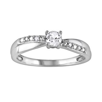 Stella Grace Sterling Silver Lab-Created White Sapphire and Diamond Accent Crisscross Ring