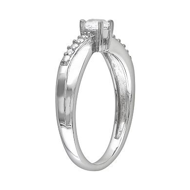 Stella Grace Sterling Silver Lab-Created White Sapphire and Diamond Accent Crisscross Ring