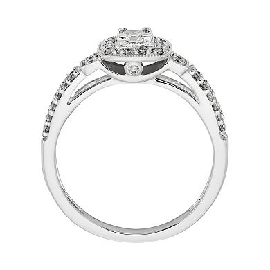Princess-Cut IGL Certified Diamond Frame Engagement Ring in 10k White Gold (1/2 ct. T.W.)
