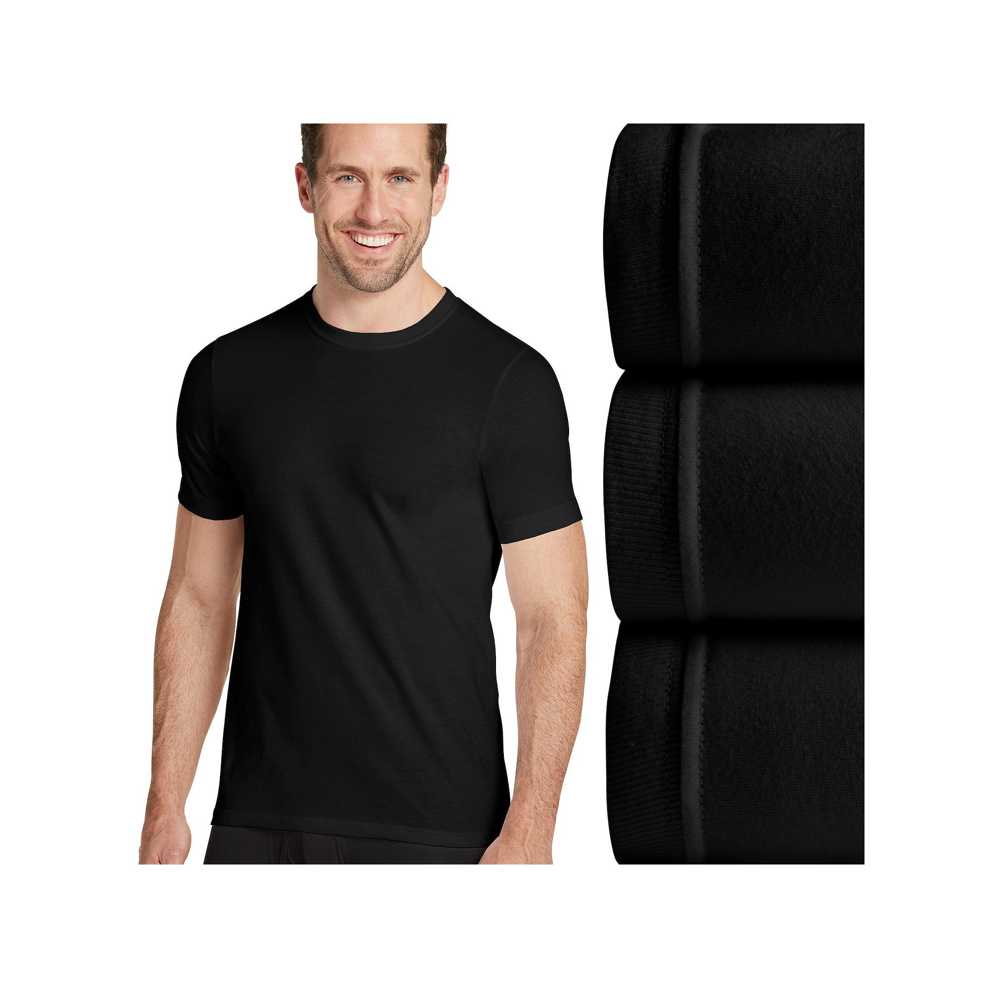 Mens Jockey® Classic 3-pack Crewneck Tees, Size: Small, Black